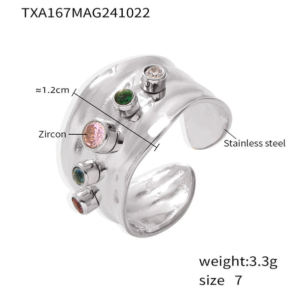 Women's 316L Stainless Steel Zircon Cshaped Earrings Plated 18K True Gold Color Preservation Fashion Geometric Jewelry