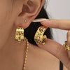 Women's 316L Stainless Steel Zircon Cshaped Earrings Plated 18K True Gold Color Preservation Fashion Geometric Jewelry