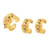 Women's 316L Stainless Steel Zircon Cshaped Earrings Plated 18K True Gold Color Preservation Fashion Geometric Jewelry