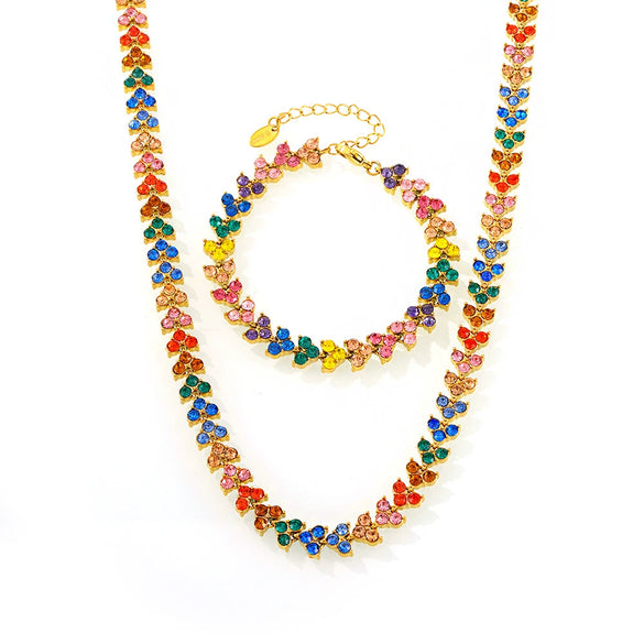 Women's Stainless Steel Zircon Geometric Triangle Round Diamond Inlaid Electroplated Bracelet Jewelry