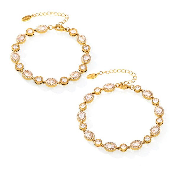 Women's Stainless Steel Zircon Inlaid Geometric Handmade Pvd Plated Electroplated Bracelet Jewelry