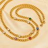 Women's Stainless Steel Zircon Necklace And Bracelet Set With Vacuum Plating Star Sun Moon Clouds Universe Patterns Street Style And Cuban Chain