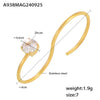 Women's 316L Stainless Steel Zircon Sshaped Double Finger Wrap Ring Pvd Plated 18K Gold Geometric Letters Numbers Text Style