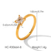 Women's Stainless Steel Zircon Wave Ring With Geometric Shape Electroplated Gold Finish Fashion Jewelry
