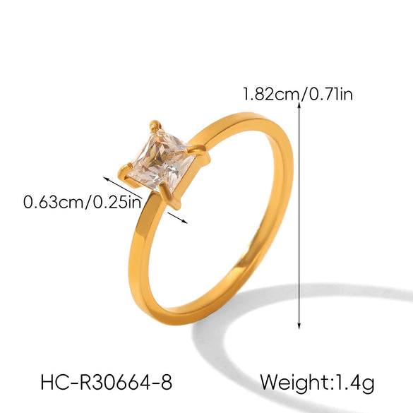 Women's Stainless Steel Zircon Wave Ring With Geometric Shape Electroplated Gold Finish Fashion Jewelry