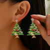 Women's Star And Christmas Tree Earrings Zinc Alloy Geometric Holiday Jewelry With Dripping Oil Finish Light Luxury Party Accessories