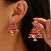 Women's Star And Christmas Tree Earrings Zinc Alloy Geometric Holiday Jewelry With Dripping Oil Finish Light Luxury Party Accessories