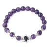 Women's Star Of David Natural Stone Bead Bracelet With Amethyst Cloud Crystal Redwood Grain And Copper Electroplated Minimalist Jewelry
