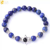 Women's Star Of David Natural Stone Bead Bracelet With Amethyst Cloud Crystal Redwood Grain And Copper Electroplated Minimalist Jewelry