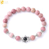 Women's Star Of David Natural Stone Bead Bracelet With Amethyst Cloud Crystal Redwood Grain And Copper Electroplated Minimalist Jewelry