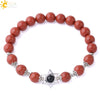 Women's Star Of David Natural Stone Bead Bracelet With Amethyst Cloud Crystal Redwood Grain And Copper Electroplated Minimalist Jewelry
