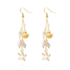 Women's Starfish Shell Tassel Earrings Bohemian Beach Style Alloy Drop Earrings With Stainless Steel Ear Hooks Electroplated Finish