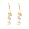 Women's Starfish Shell Tassel Earrings Bohemian Beach Style Alloy Drop Earrings With Stainless Steel Ear Hooks Electroplated Finish