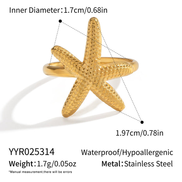 Women's Starfish Turtle Animal Zodiac Stainless Steel Electroplated Waterproof Non Fading Fashion Ring