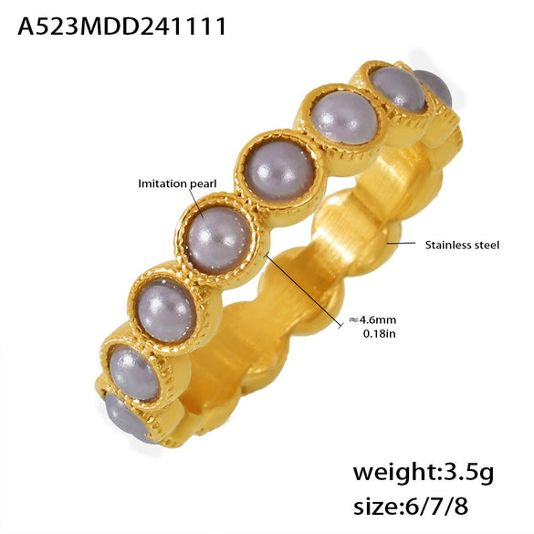 Women's Starry Beading Geometric Titanium Steel Non Fading Electroplated Light Luxury Ring Jewelry With Niche Design And Fairy Temperament