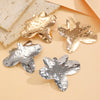 Women's Statement Electroplated Alloy Flower Earrings With Asymmetrical Pleated Petal Design