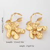 Women's Statement Floral Hammered Metal Earrings Electroplated Ferroalloy Flower Design With Stainless Steel Ear Posts For Wholesale