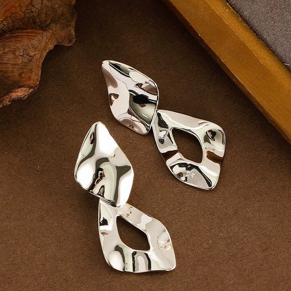 Women's Statement Ushaped Geometric Metal Stud Earrings With Copper Posts And Ecofriendly Plating