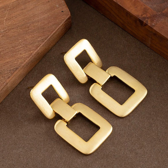 Women's Statement Ushaped Geometric Metal Stud Earrings With Copper Posts And Ecofriendly Plating