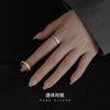 Women's Sterling Silver Adjustable Open Ring With Letter Text Geometric Design And Electroplated Finish
