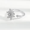 Women's 925 Sterling Silver Adjustable Rotating Ring Light Luxury Electroplated Open Band Anxiety Stress Relief Ring