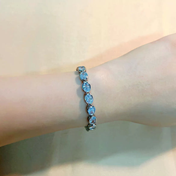 Women's Sterling Silver And Copper Heartshaped Zircon Inlaid Bracelet With Constellation And Leaves Pattern Fresh And Natural Style
