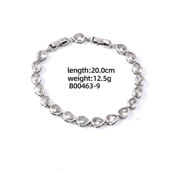 Women's Sterling Silver And Copper Heartshaped Zircon Inlaid Bracelet With Constellation And Leaves Pattern Fresh And Natural Style
