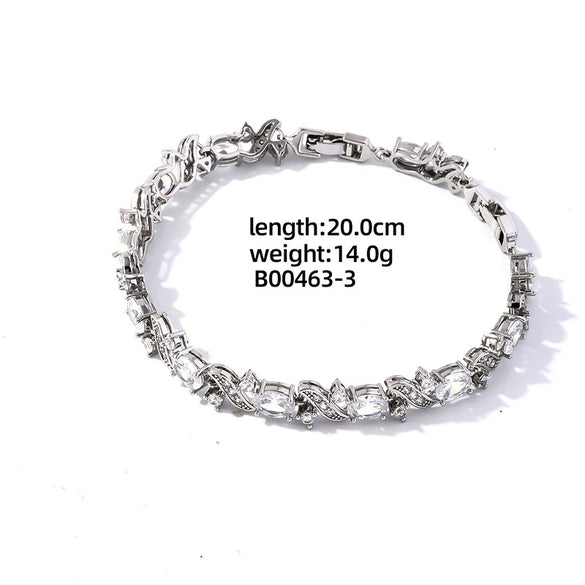 Women's Sterling Silver And Copper Heartshaped Zircon Inlaid Bracelet With Constellation And Leaves Pattern Fresh And Natural Style
