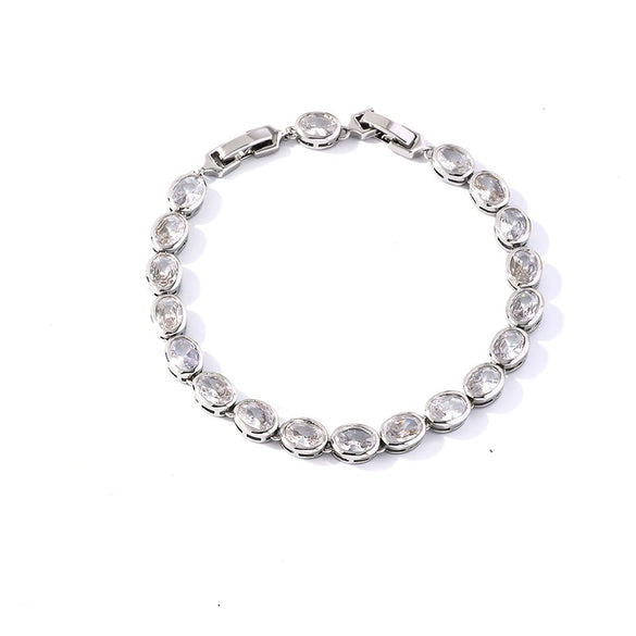 Women's Sterling Silver And Copper Heartshaped Zircon Inlaid Bracelet With Constellation And Leaves Pattern Fresh And Natural Style
