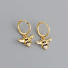 Women's 925 Sterling Silver Bee Shaped Earrings With Zirconia Inlay Animal Style Ear Buckle Jewelry Accessories