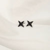 Women's Sterling Silver Black Four Point Star Earrings Geometric Electroplated Design Simple Fashion Jewelry
