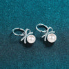 Women's 925 Sterling Silver Bow Earrings With Flawless Freshwater Pearl And Moissanite Electroplated Floral Style