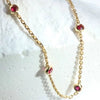 Women's 925 Sterling Silver Bracelet With Geometric Pattern 18K Gold Plated And Ruby