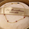 Women's 925 Sterling Silver Bracelet With Geometric Pattern 18K Gold Plated And Ruby