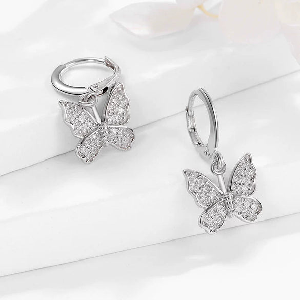 Women's 925 Sterling Silver Butterfly Bow Earrings Elegant Small Fresh Animal Inspired Fashion Jewelry Accessories