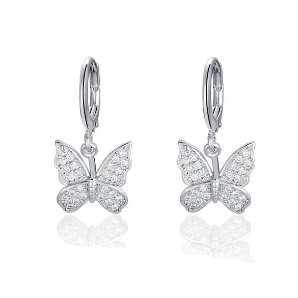 Women's 925 Sterling Silver Butterfly Bow Earrings Elegant Small Fresh Animal Inspired Fashion Jewelry Accessories