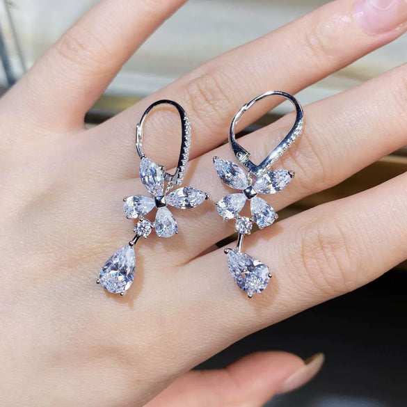 Women's 925 Sterling Silver Butterfly Drop Shape Earrings With High Sense Design