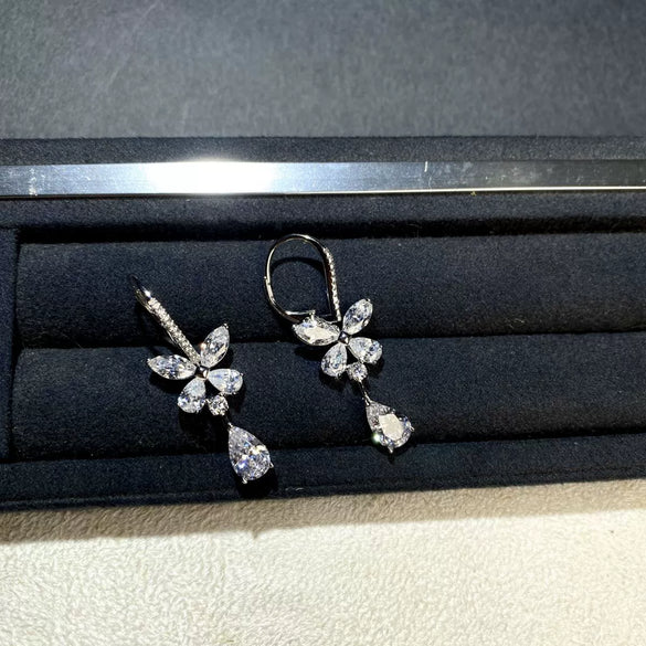 Women's 925 Sterling Silver Butterfly Drop Shape Earrings With High Sense Design