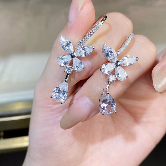 Women's 925 Sterling Silver Butterfly Drop Shape Earrings With High Sense Design