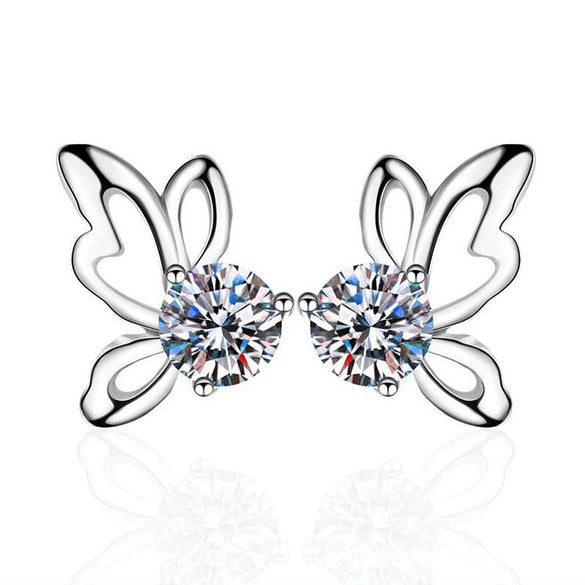 Women's 925 Sterling Silver Butterfly Earrings With Electroplated Finish Classic Pastoral Animal Inspired Jewelry