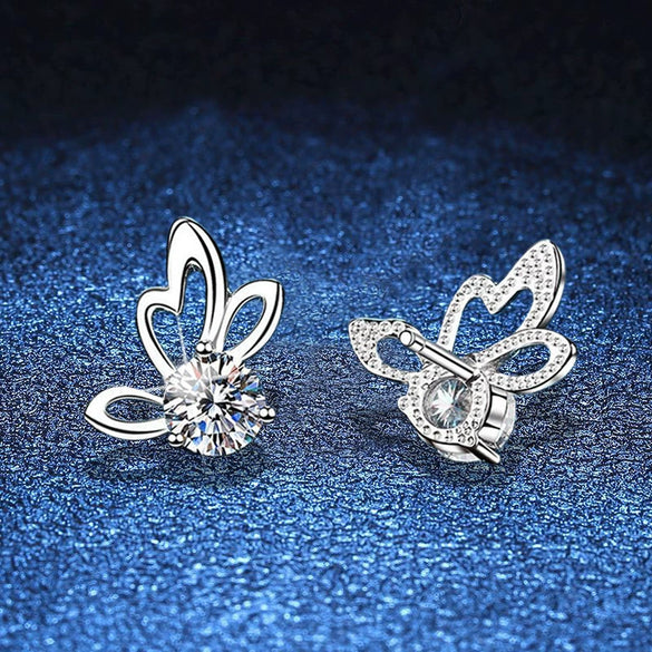 Women's 925 Sterling Silver Butterfly Earrings With Electroplated Finish Classic Pastoral Animal Inspired Jewelry