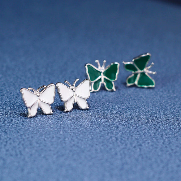 Women's 925 Sterling Silver Butterfly Stud Earrings Simple Elegant Animal Style Fashion Jewelry