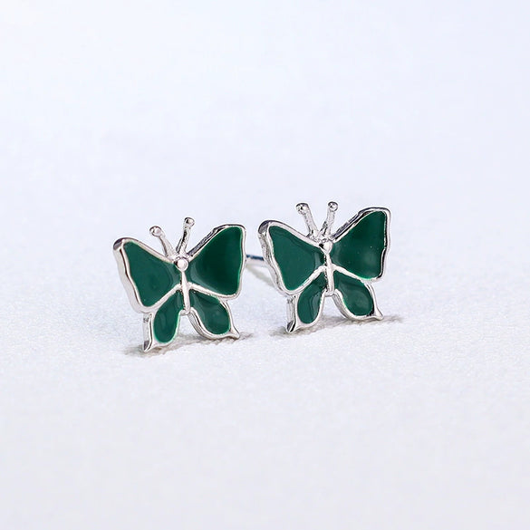 Women's 925 Sterling Silver Butterfly Stud Earrings Simple Elegant Animal Style Fashion Jewelry