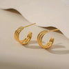Women's Sterling Silver C Shaped Three Ring Geometric Stud Earrings Light Luxury Simple Cold Style