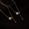 Women's Sterling Silver Camellia Flower Pendant Necklace With Cross Chain Adjustable Collarbone Length And Electroplated Floral Design
