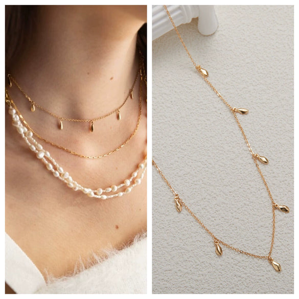 Women's Sterling Silver Chain Multipendant Clavicle Chain With Geometric Pattern Set With Precious Stones Retro Style