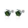 Women's 925 Sterling Silver Classic Round Moissanite Claw Screw Earrings Plated Pt950 Gold