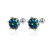 Women's 925 Sterling Silver Classic Round Moissanite Claw Screw Earrings Plated Pt950 Gold