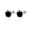 Women's 925 Sterling Silver Classic Round Moissanite Claw Screw Earrings Plated Pt950 Gold