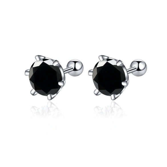 Women's 925 Sterling Silver Classic Round Moissanite Claw Screw Earrings Plated Pt950 Gold